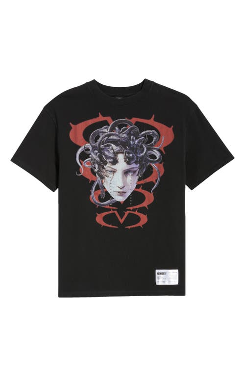 Memory Lane Medusa Cries Oversize Crystal Embellished Graphic T-shirt In Black