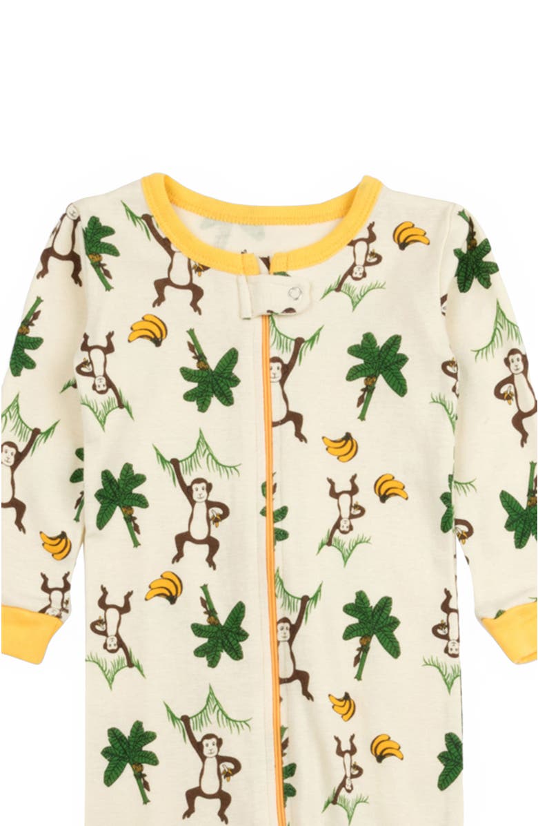 Leveret Footed Printed Cotton Pajamas, Animal, Holiday & Fun Prints, Alternate, color, Monkey W/Banane