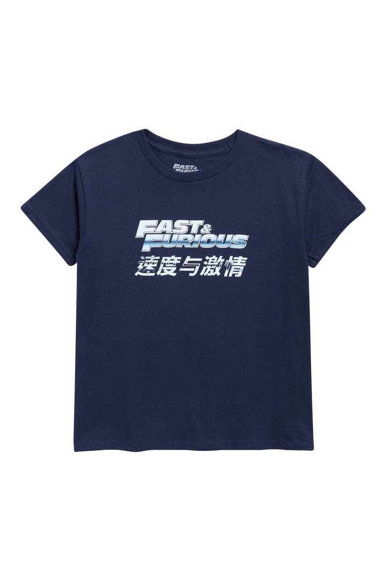 Kids' Fast and Furious Kanji Cotton Graphic T-Shirt, Main, color, NAVY