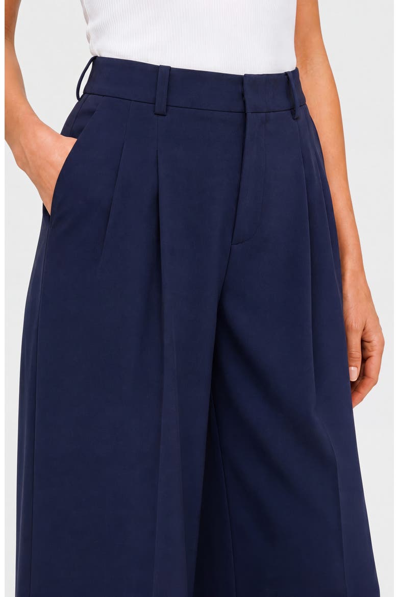 High Waist Pleated Wide Leg Ankle Pants, Alternate, color, CADET BLUE