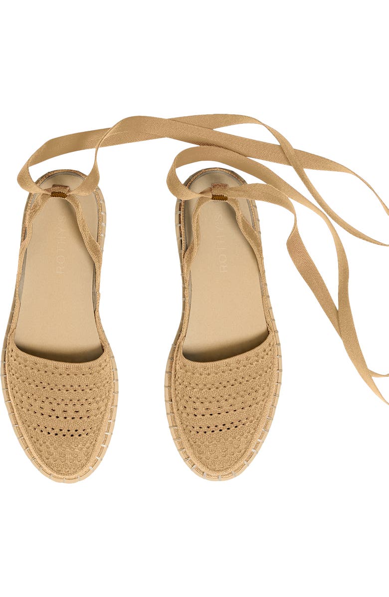 Rothy's The d'Orsay Ankle Tie Espadrille Flat, Alternate, color, Camel Crochet
