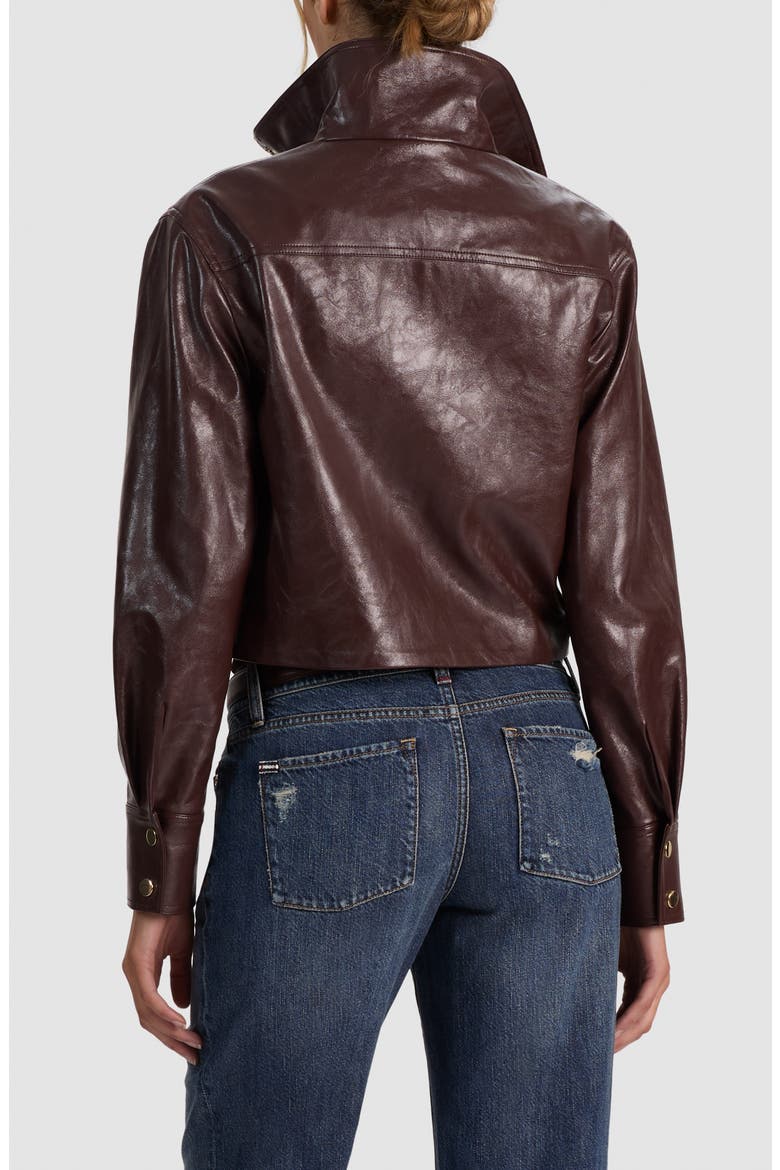 James Funnel Neck Faux Leather Parka, Alternate, color, DARK CHOCOLATE