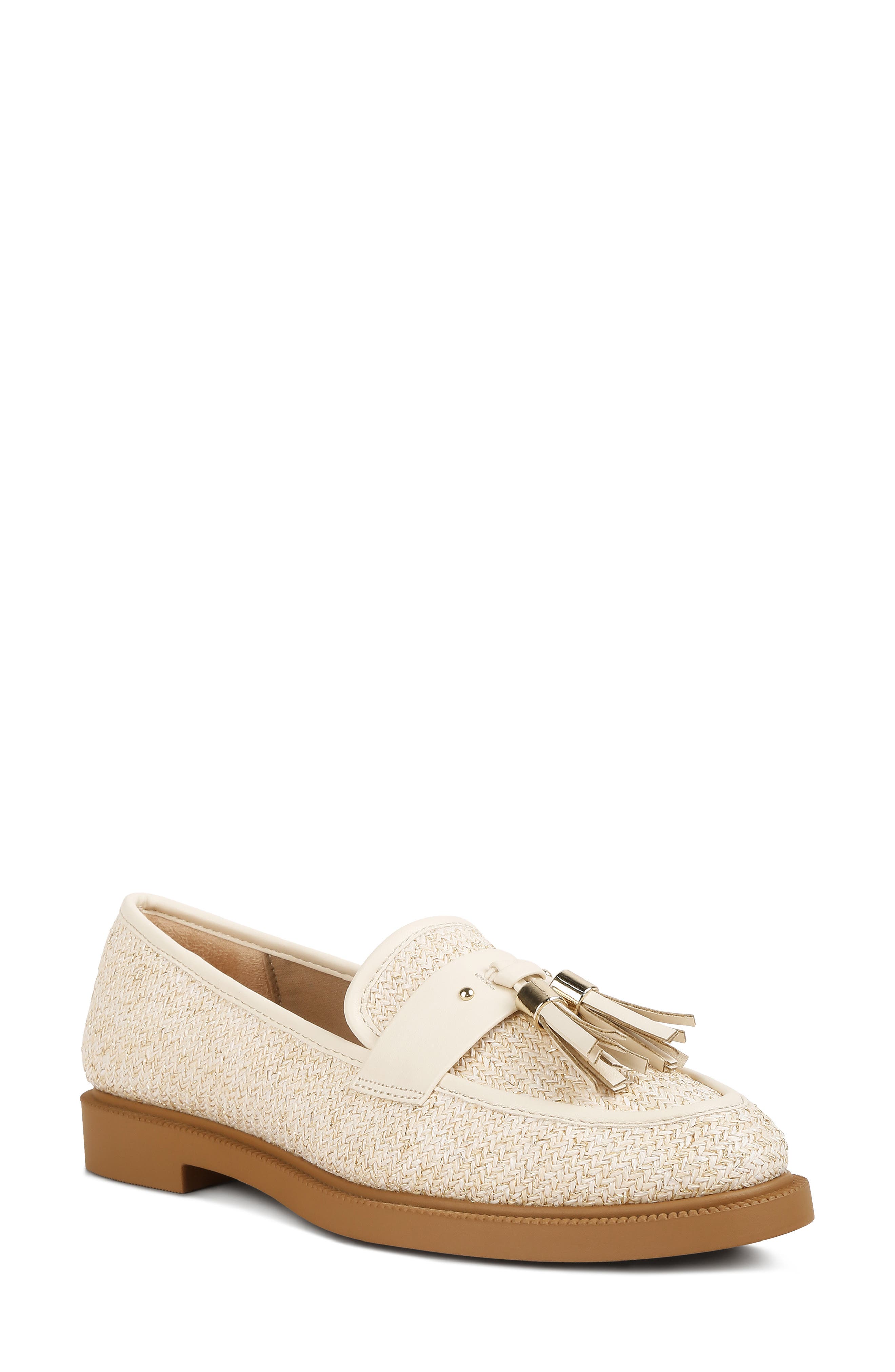 LONDON RAG Foxford Tassel Raffia Loafer, Main, color, Cream