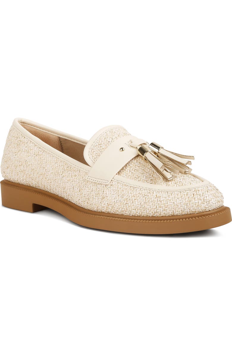 LONDON RAG Foxford Tassel Raffia Loafer, Main, color, Cream
