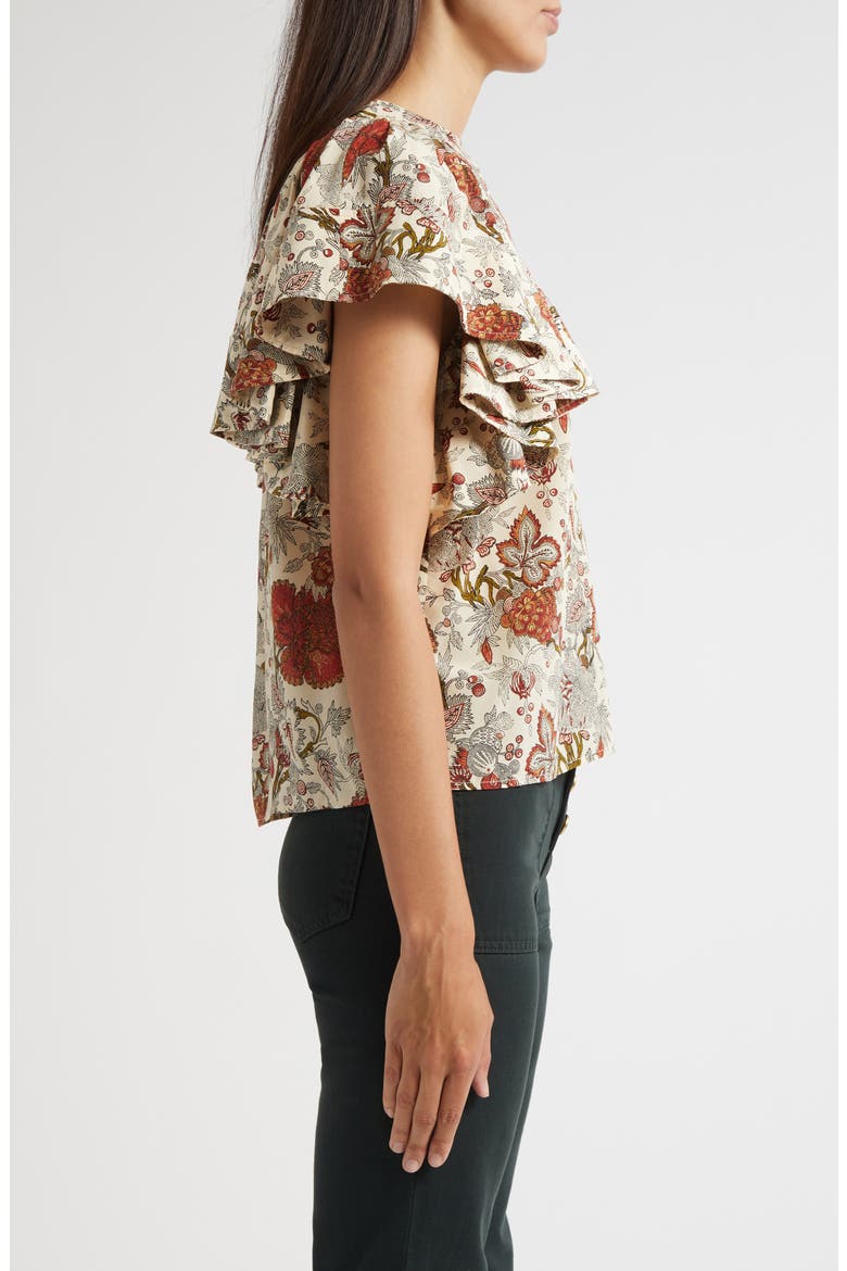 Lena Flutter Sleeve Silk Top, Alternate, color, WINTER GARDEN