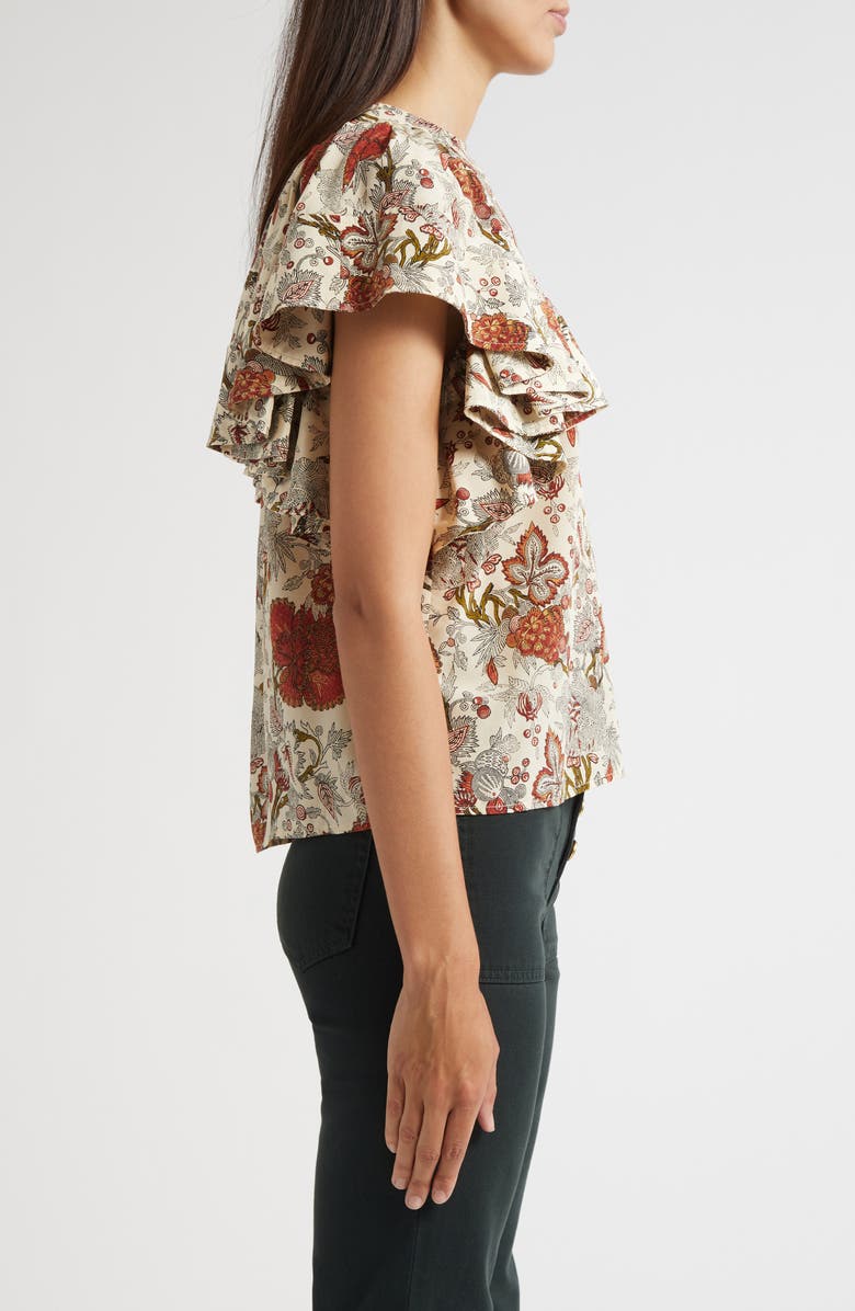 Ulla Johnson Lena Flutter Sleeve Silk Top, Alternate, color, Winter Garden