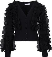 Anne Fontaine Women's Ciline White Long Sleeve Ruffle Cardigan