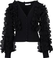 Anne Fontaine Women's Ciline White Long Sleeve Ruffle Cardigan