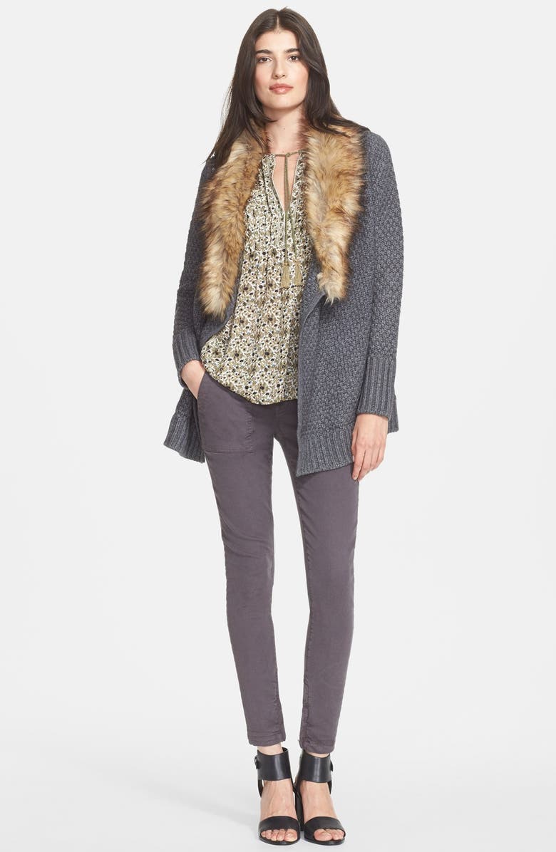 Joie 'Jamilee C' Faux Fur Collar Wool Cardigan, Alternate, color,