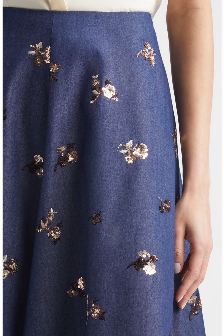 Varda Sequin Embellished Floral A-Line Skirt, Alternate, color, MIDNIGHT