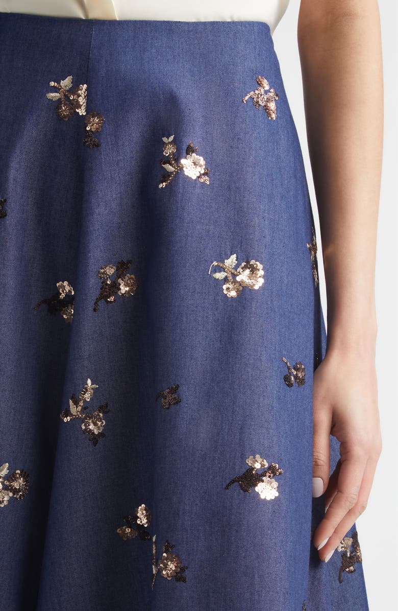 Altuzarra Varda Sequin Embellished Floral A-Line Skirt, Alternate, color, Midnight