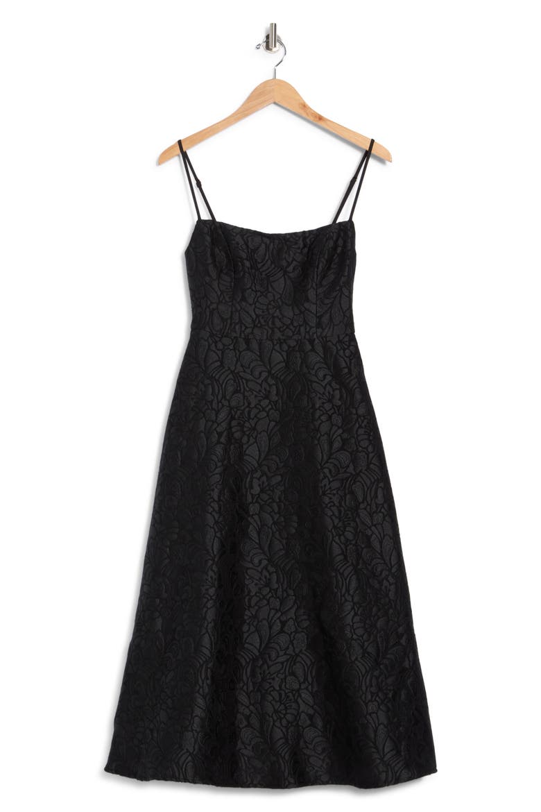 Saffron Midi Dress, Main, color, BLACK