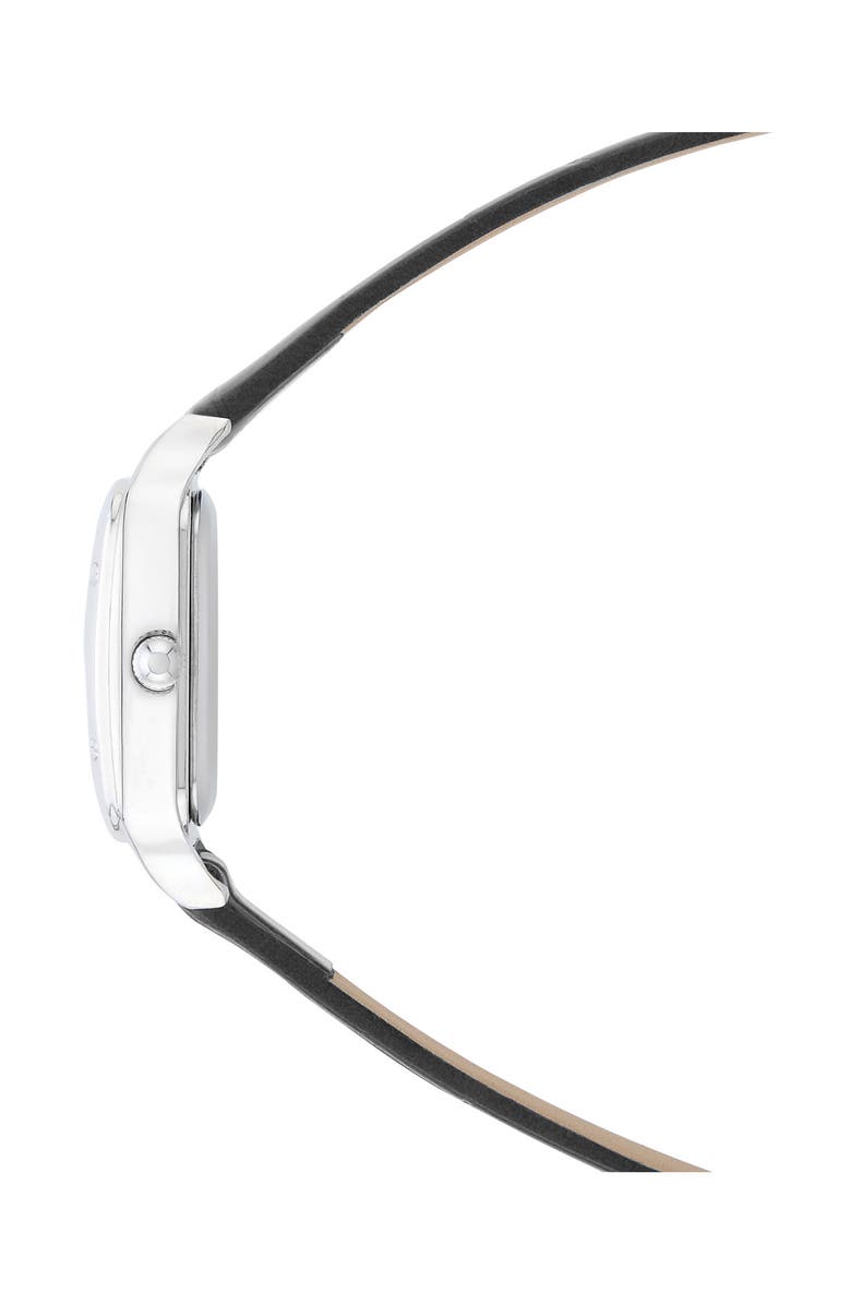 BCBG Square Face Faux Leather Strap Watch, 25mm, Alternate, color, Black