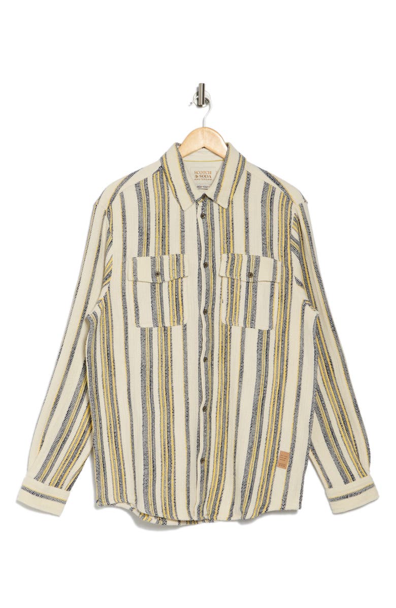 Scotch & Soda Basket Weave Gradient Stripe Button-Up Shirt, Main, color,
