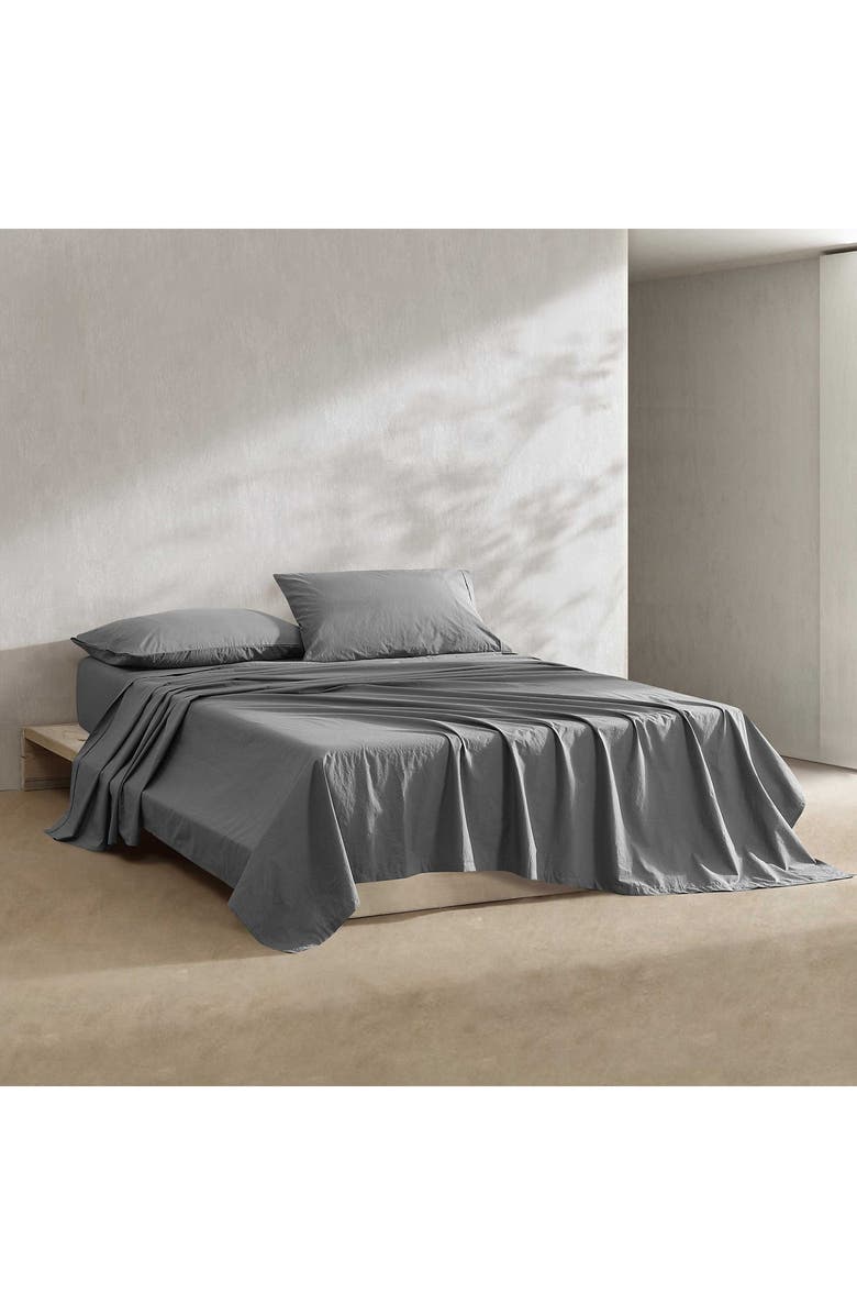 Calvin Klein 200 Thread Count Cotton Percale Sheet Set, Alternate, color, Graphite