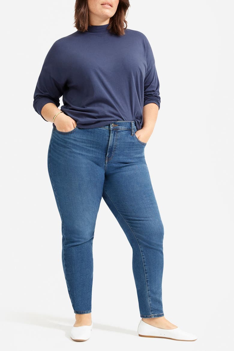 The Authentic Stretch Mid-Rise Skinny Jeans, Main, color, MID BLUE