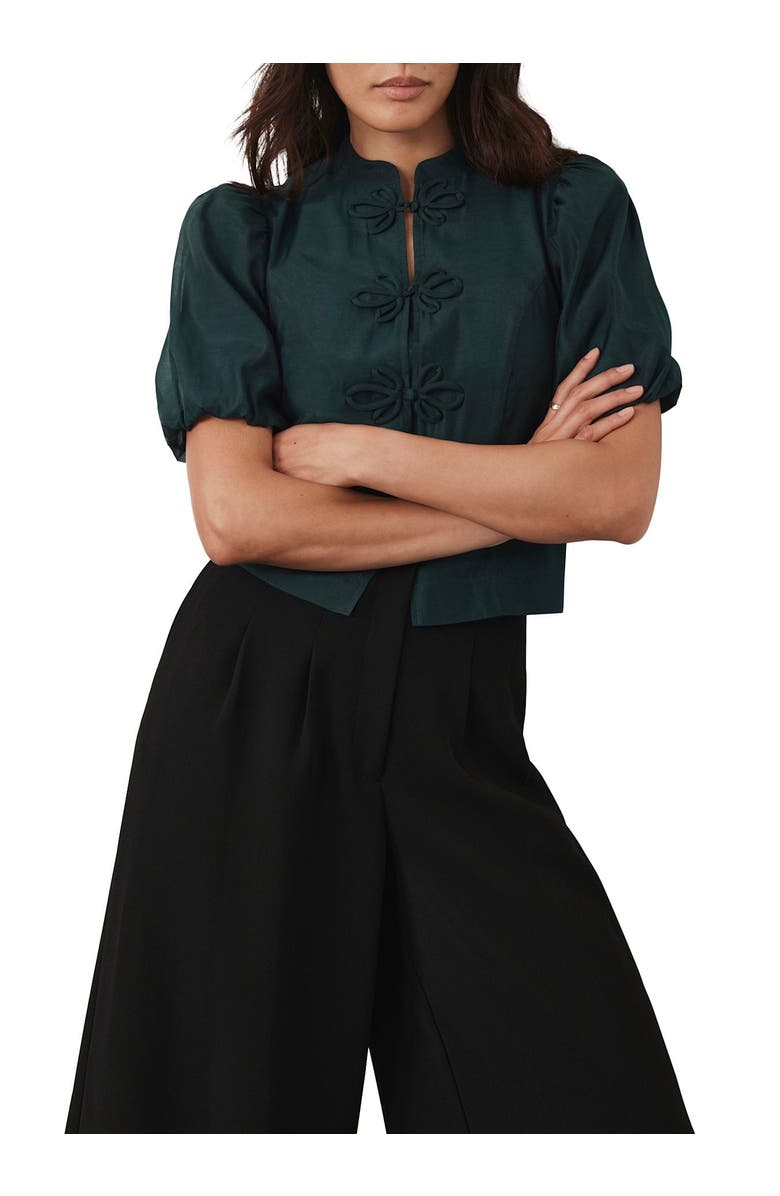 MINT VELVET Military Trim Top, Alternate, color, Green