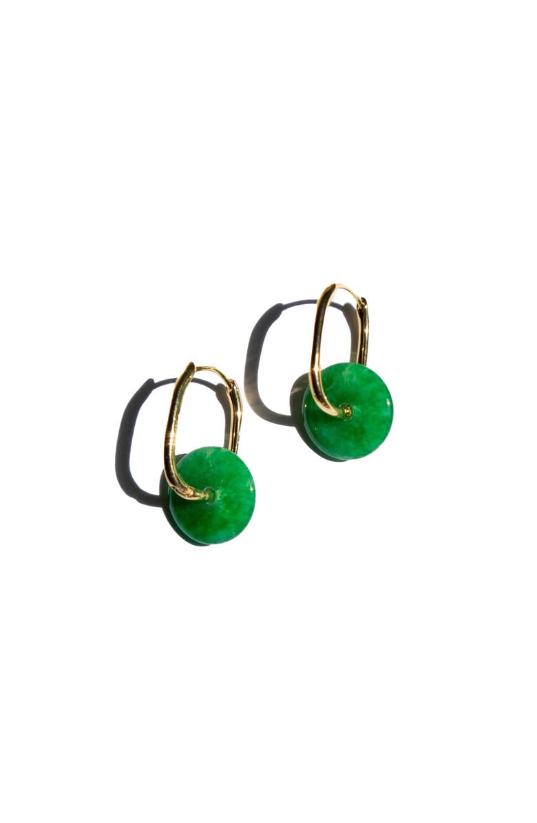 seree Willow Green jade stone hoop earrings, Alternate, color, Bright Green