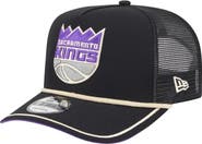 New Era Men's New Era Black Sacramento Kings Vintage Team Rope A-Frame 9FIFTY Snapback Hat