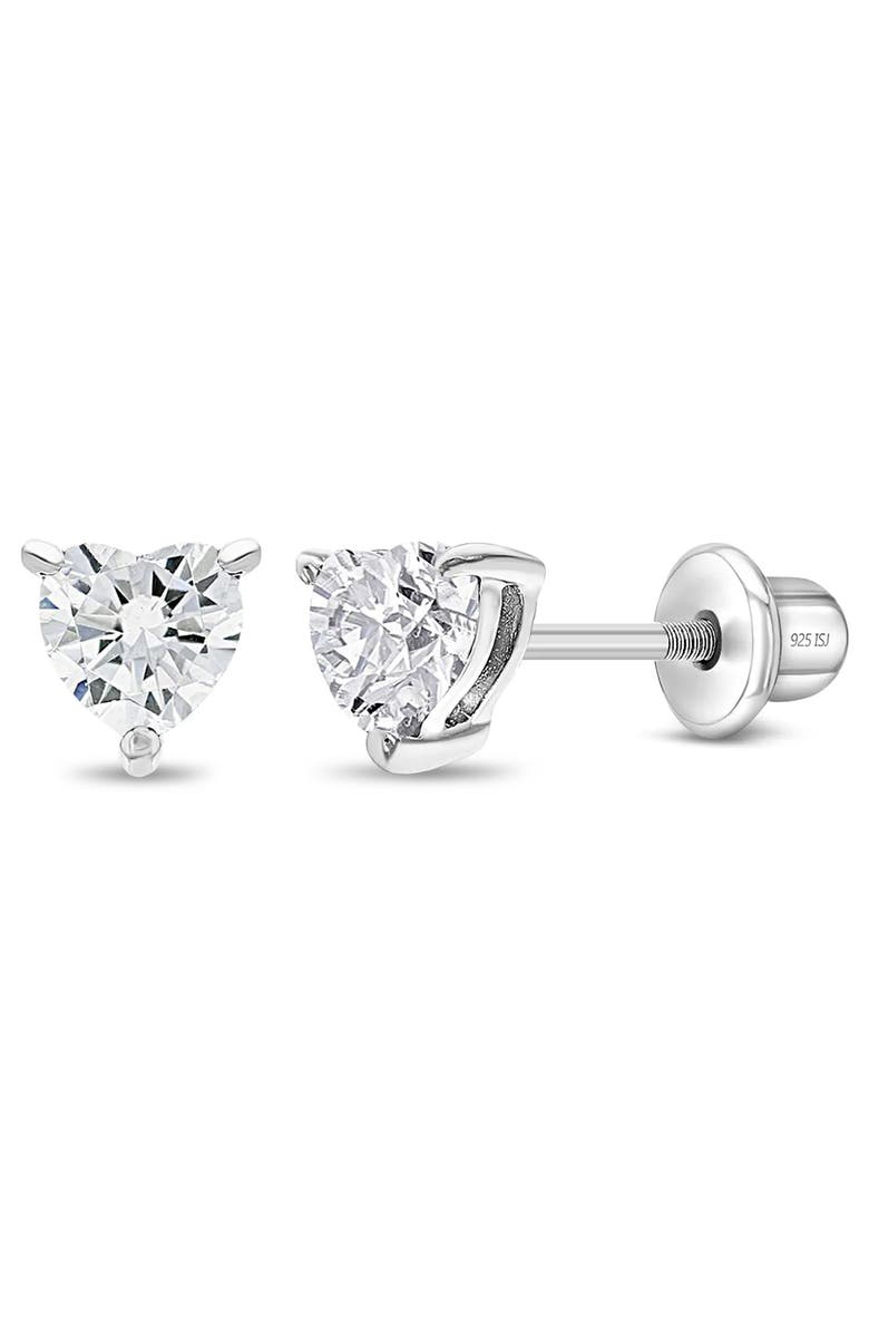 In Season Jewelry Cubic Zirconia Birthstone Heart Solitaire Earrings, Main, color, April