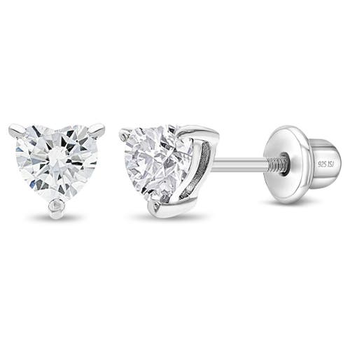 In Season Jewelry Cubic Zirconia Birthstone Heart Solitaire Earrings In April