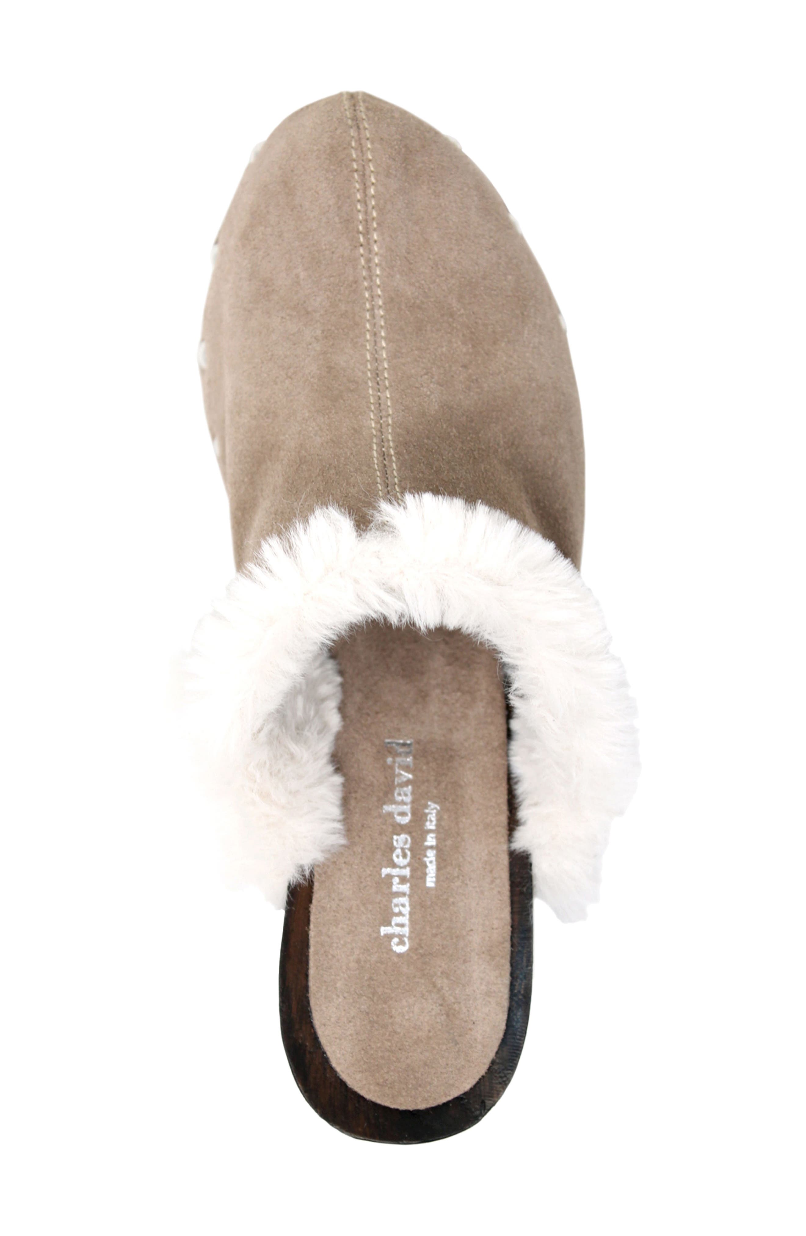 Limited Faux Fur Clog, Alternate, color, TAUPE SUEDE