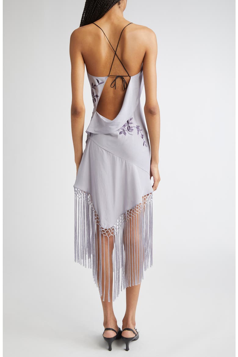 Demi Couture Piano Shawl Embroidered Silk Dress, Alternate, color, PURPLE