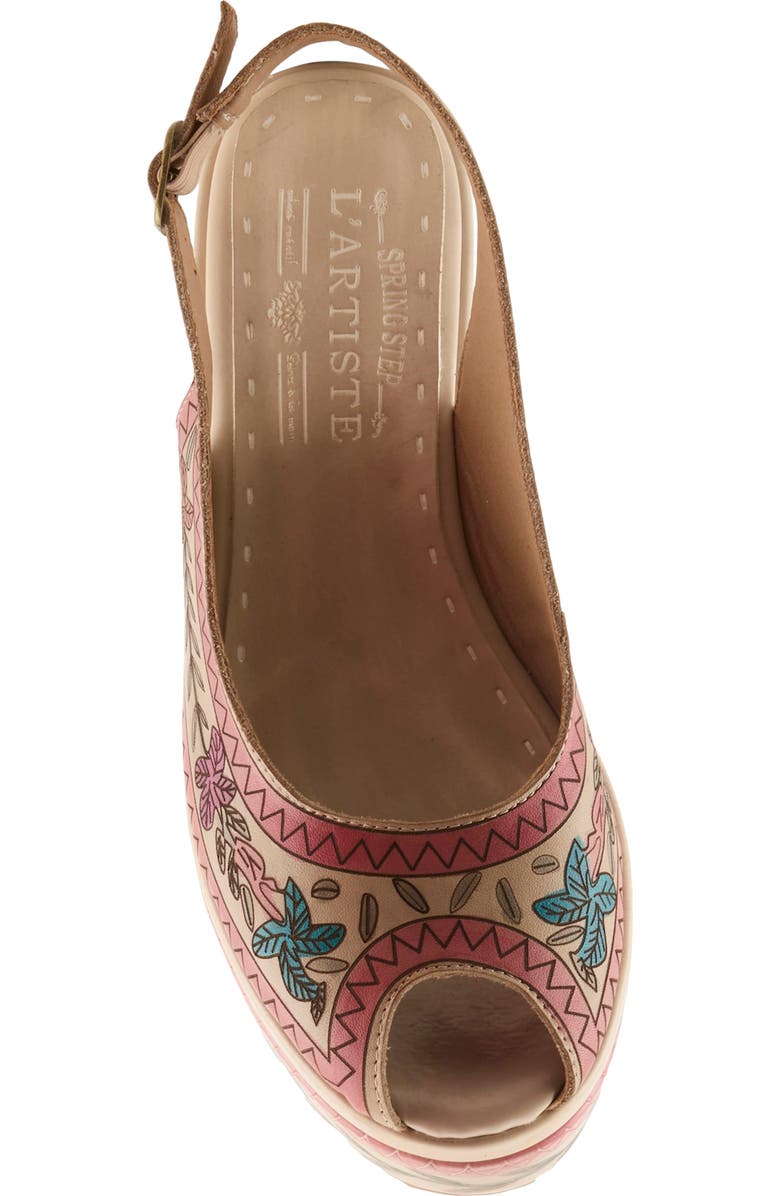 L'Artiste by Spring Step Artdevivre Slingback Platform Wedge, Alternate, color, Beige Multi