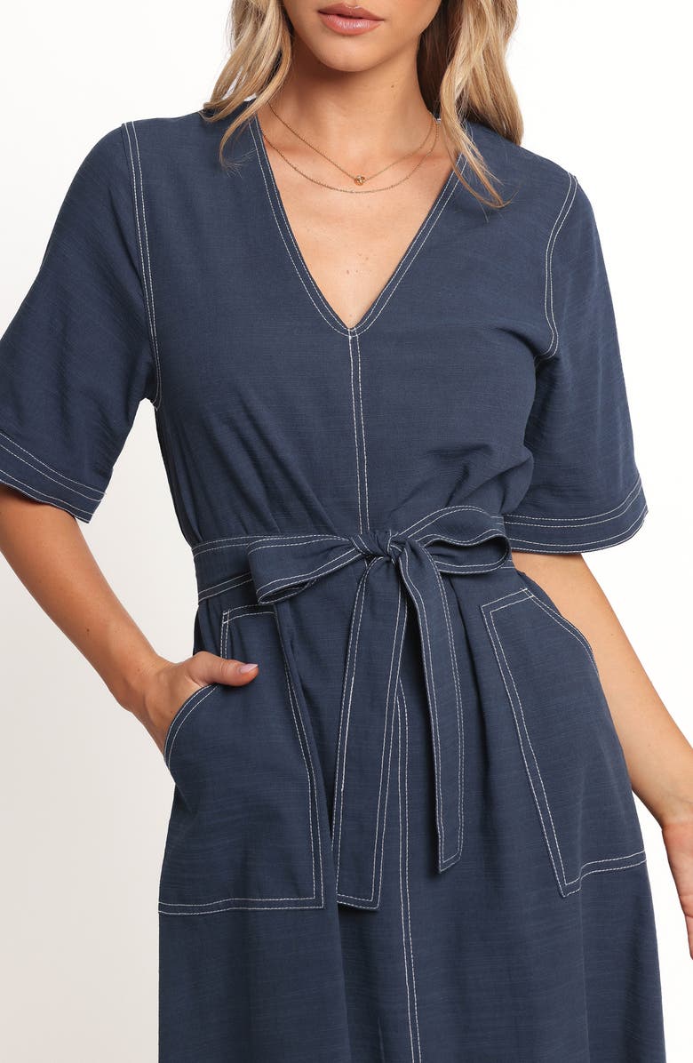 Petal & Pup Kade Cotton Midi Dress, Alternate, color, Blue