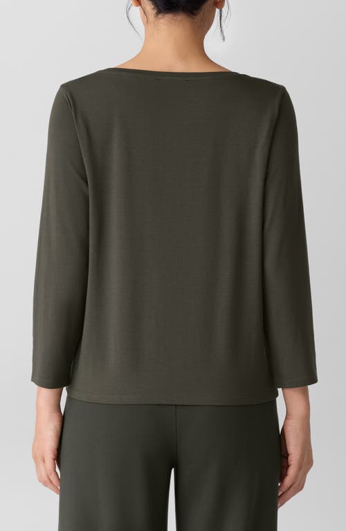 Eileen Fisher Scoop Neck Stretch Jersey Shirt In Green