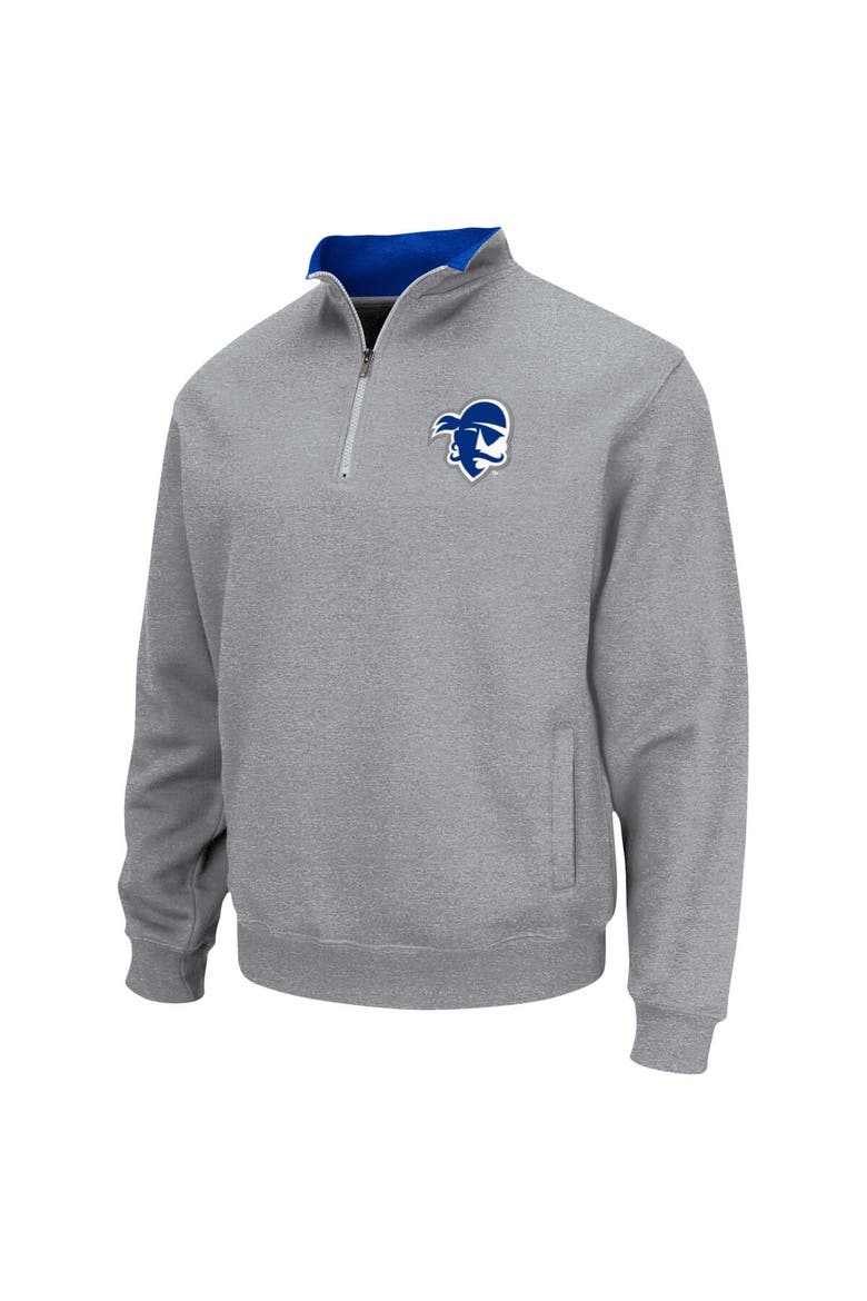 Men's Colosseum Heathered Gray Seton Hall Pirates Tortugas Team Logo Quarter-Zip Jacket, Alternate, color, Heather Gray