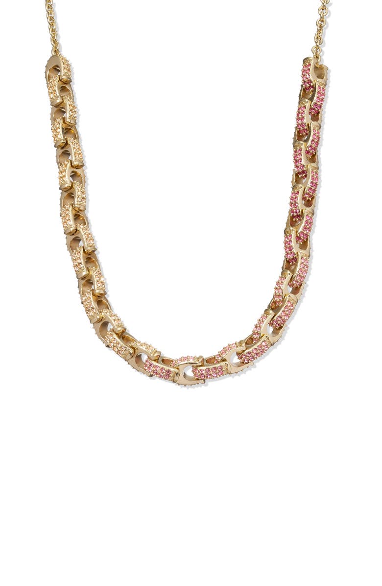 COACH Pavé C-Link Frontal Necklace, Main, color, 
