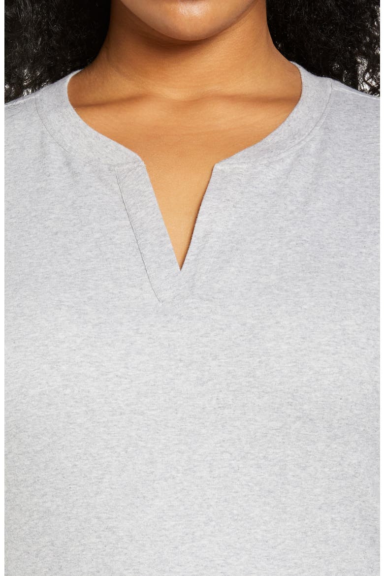 Split Neck Long Sleeve T-Shirt, Alternate, color, GREY HEATHER