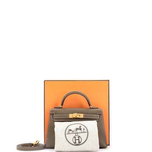 Pre-owned Hermes Hermes Kelly Mini Ii Bag Grey Madame With Gold Hardware 20 In Brown