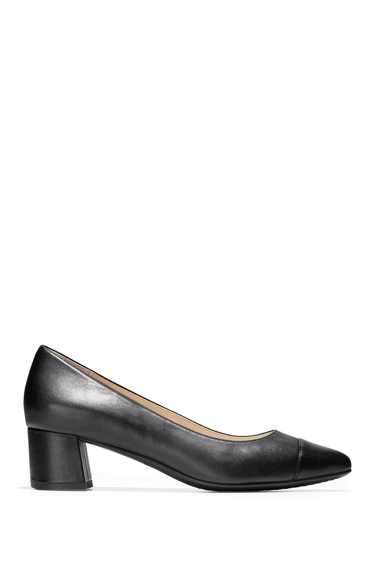 Cole Haan The Go-To Waterproof Block Heel Pump - Wide Width Available, Alternate, color, Black Leat
