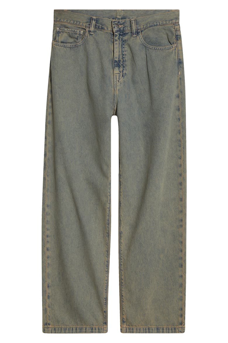 Landon Wide Leg Jeans, Alternate, color, BLUE / LEATHER (GARMENT DYED)