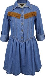 Zunie Kids' Western Drop Waist Denim Dress