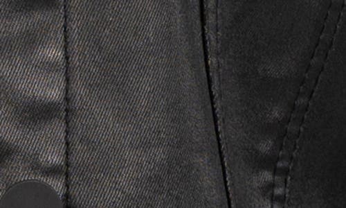 Kut From The Kloth Julia Coated Crop Denim Trucker Jacket In Black