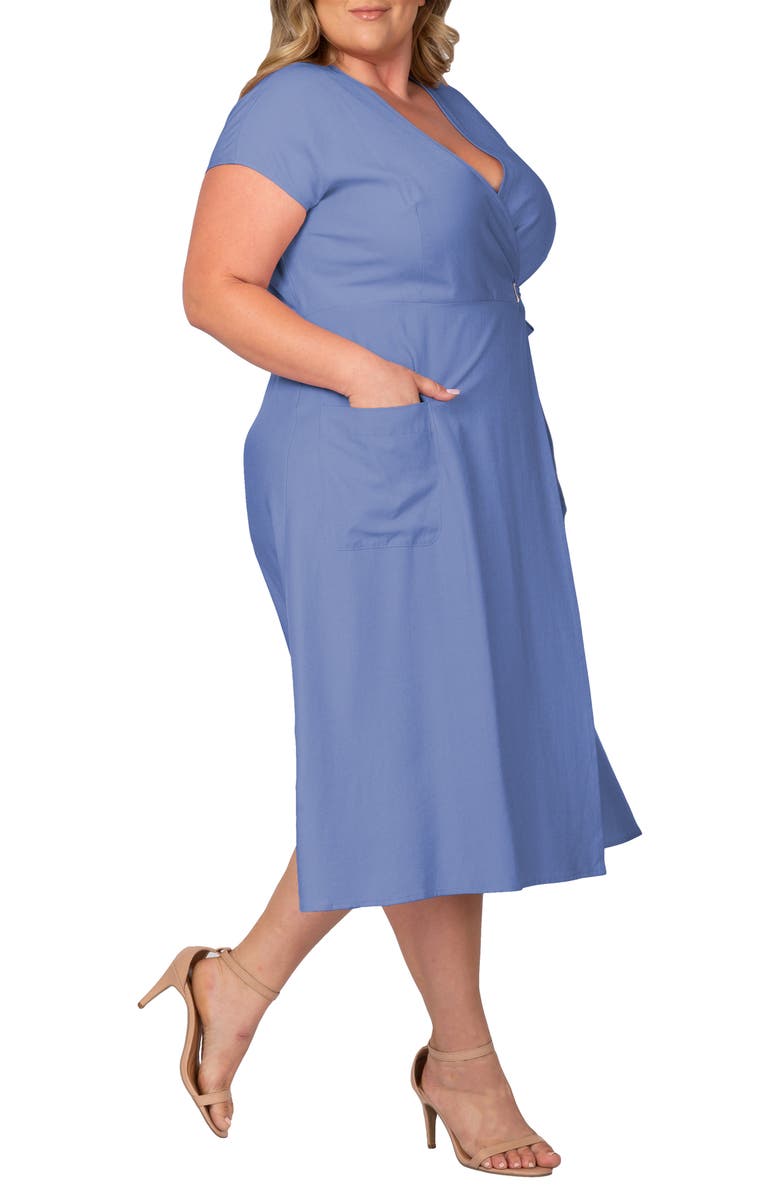 Standards & Practices Midi Wrap Dress, Alternate, color, Indigo