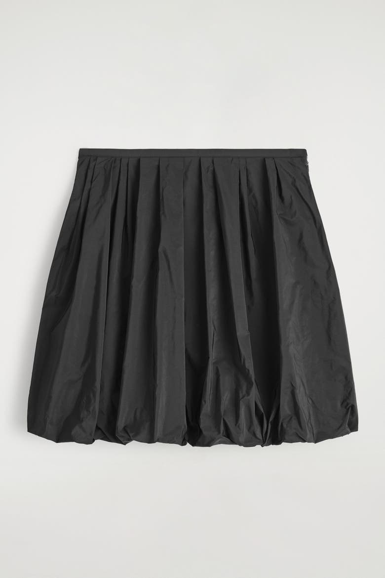 Bubble-Hem Mini Skirt, Alternate, color, BLACK