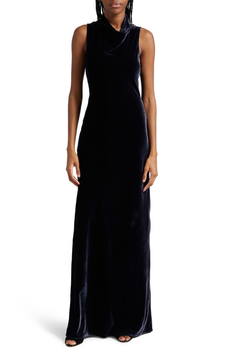 Veronica Beard Kura Cowl Neck Velvet Maxi Dress, Main, color,