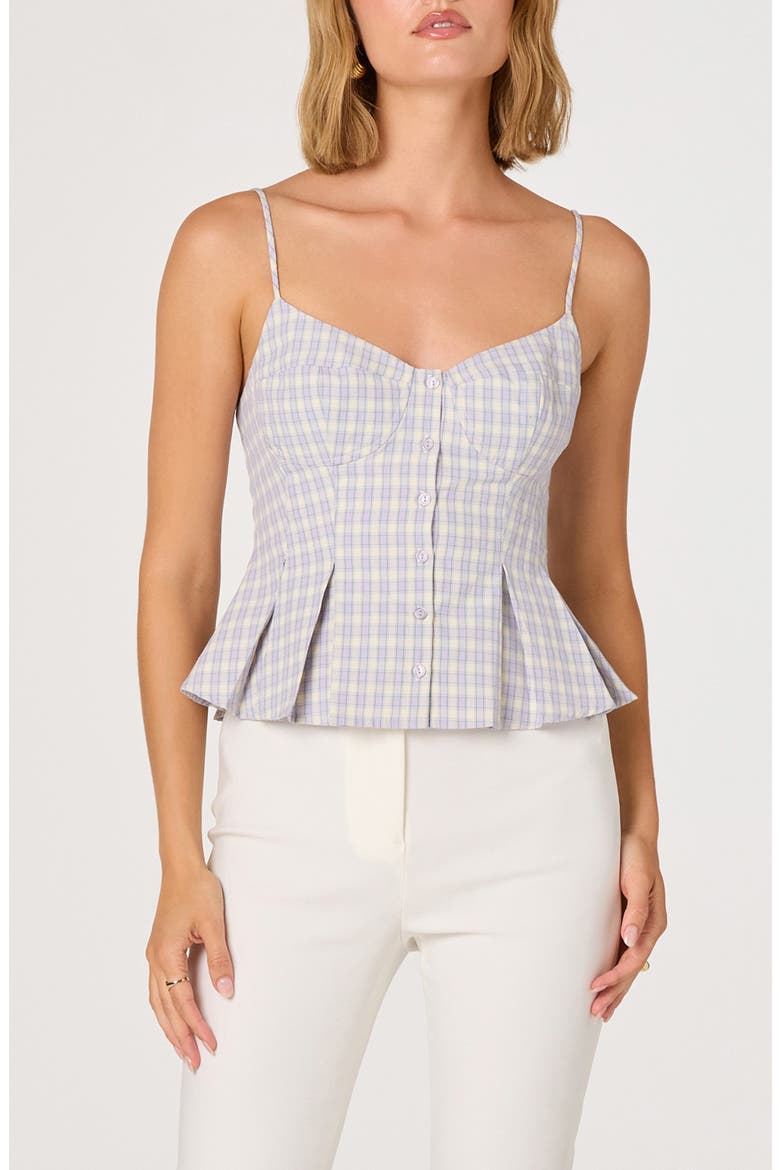 Lesly Check Cotton Blend Camisole Top, Main, color, PURPLE PLAID
