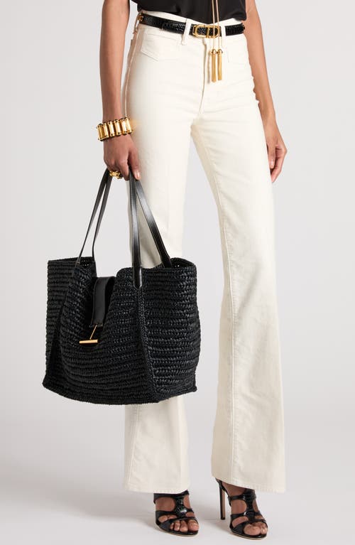 Tom Ford Large Tara Raffia Tote In 1n001 Black