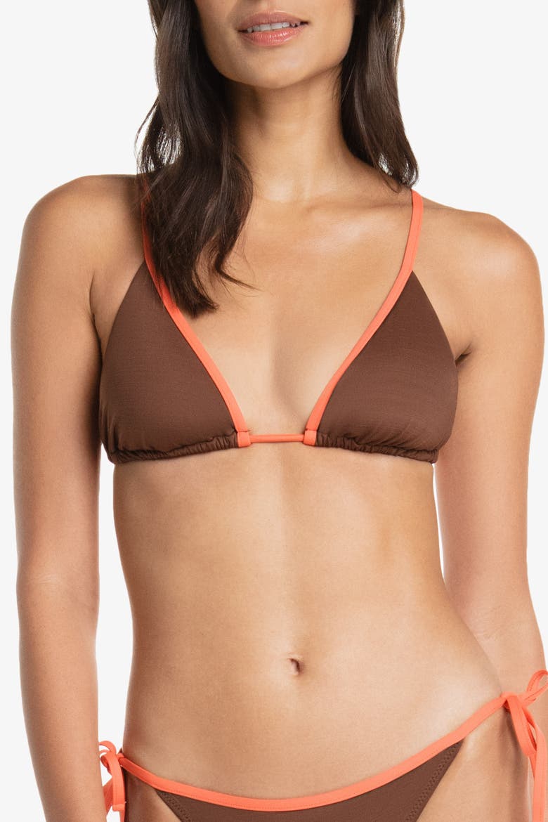 Over The Shoulder String Top, Main, color, Textured Chocolate Brown Coral