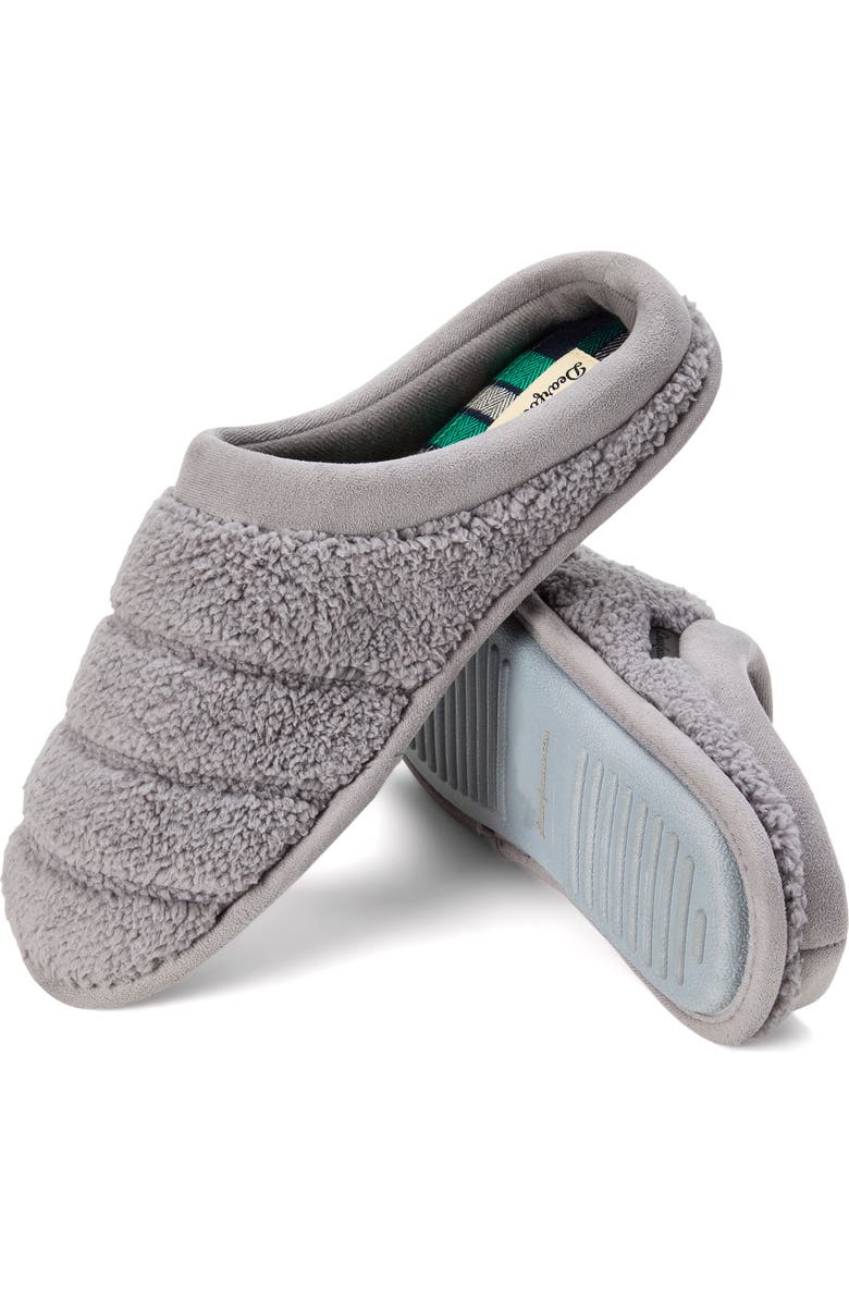 DEARFOAMS Asher Quilted Plaid Clog Slipper, Alternate, color, Medium Grey