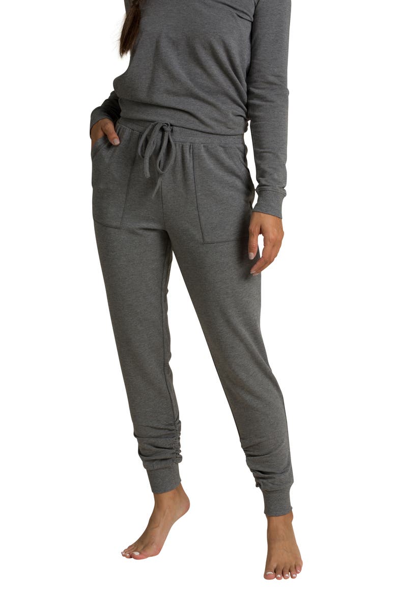 Malibu Collection Luxe Lounge Joggers, Alternate, color, MED HEATHER GRAY