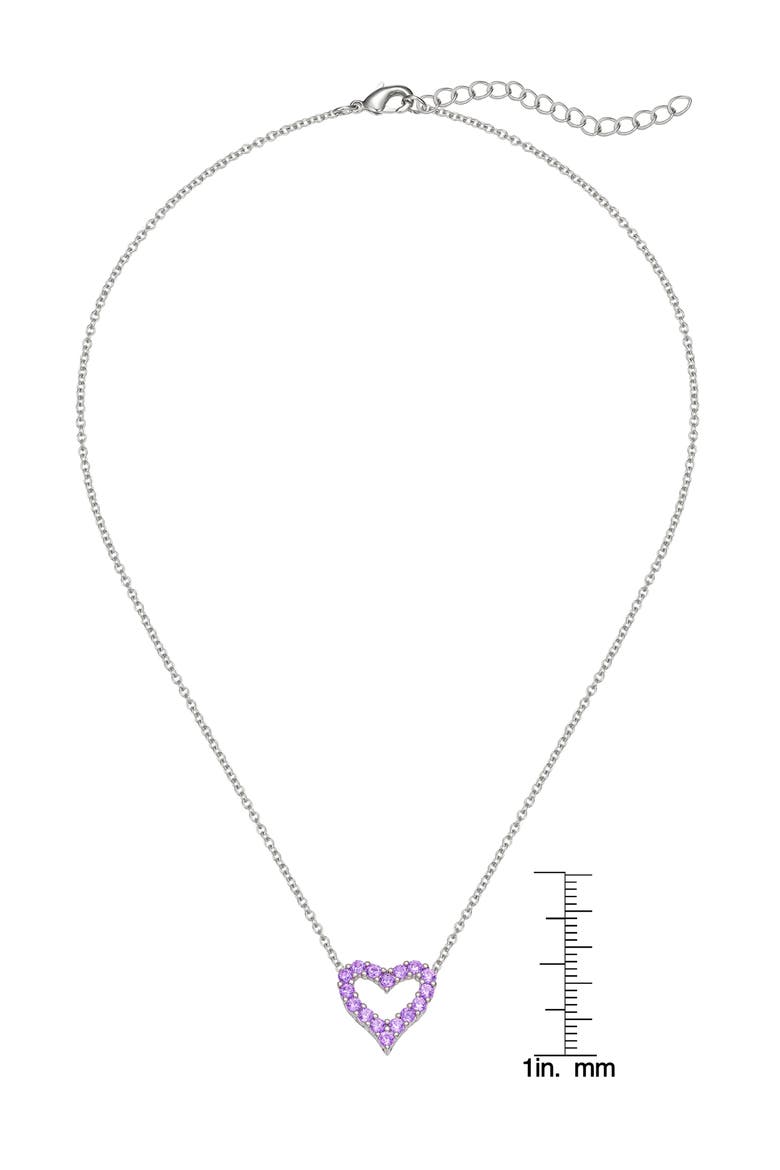 Open Heart Cubic Zirconia Pendant Necklace, Alternate, color, PURPLE