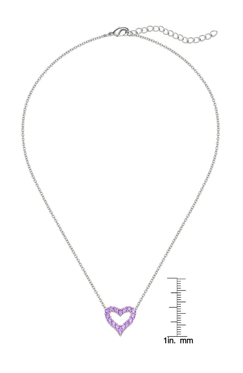 Lily Nily Open Heart Cubic Zirconia Pendant Necklace, Alternate, color, Purple