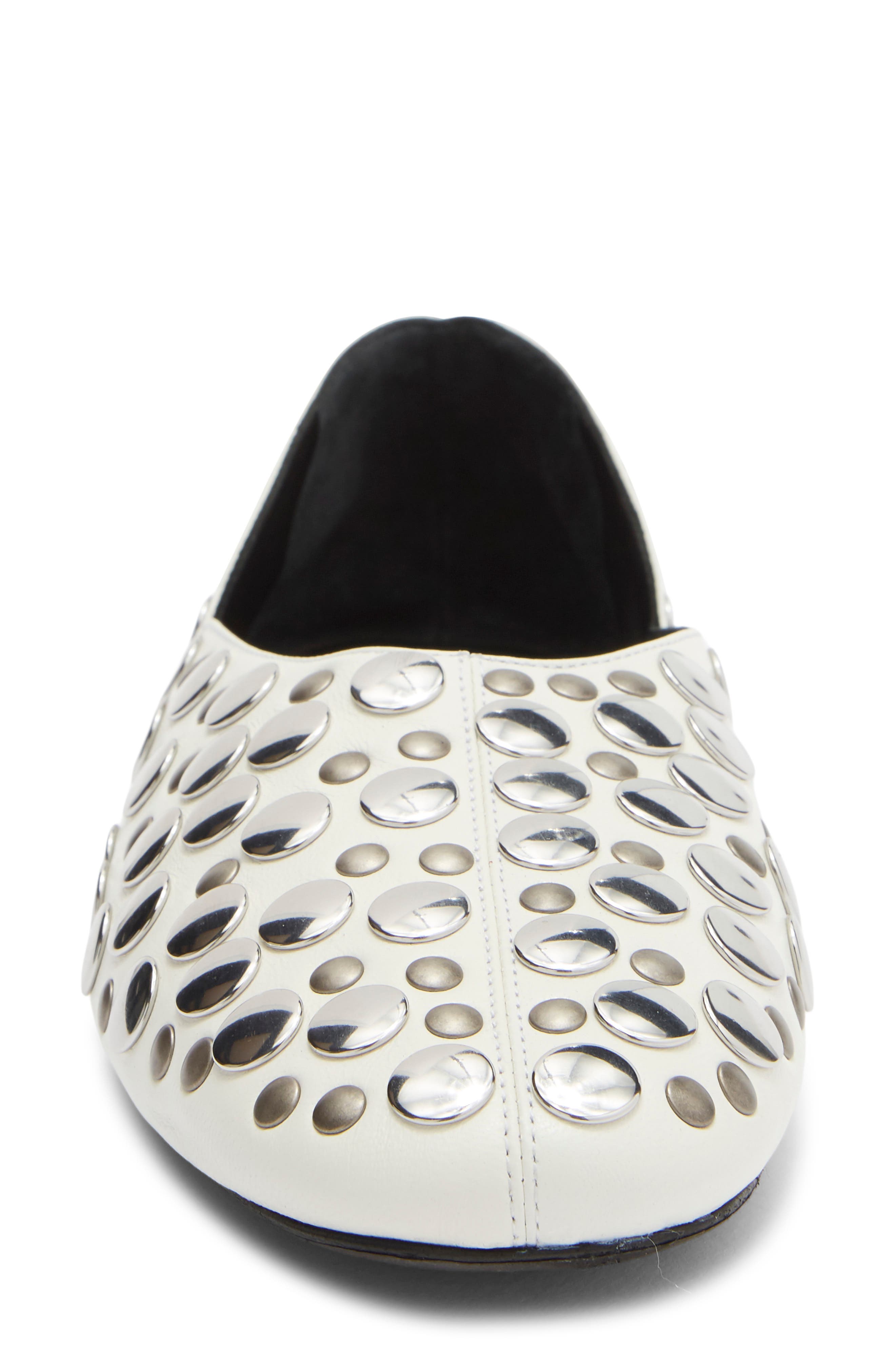 Khaite Jane Stud Ballet Flat, Alternate, color, Optic White