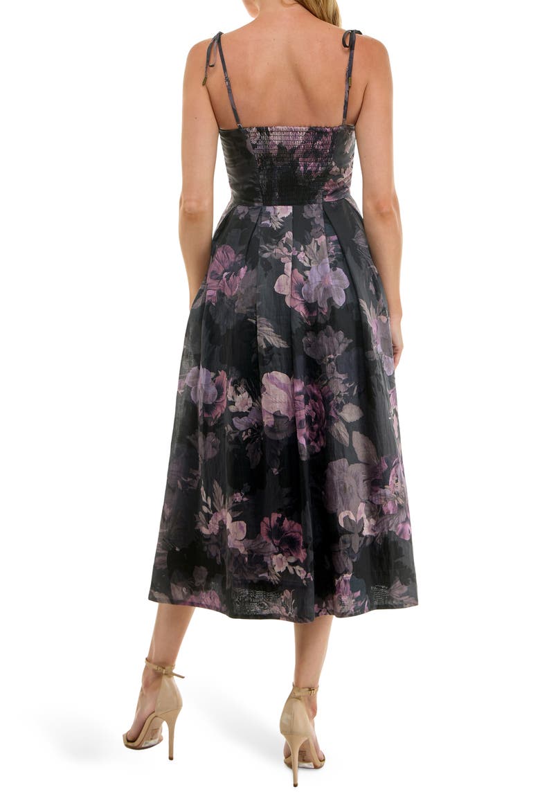 Corset Midi Sundress, Alternate, color, BLACK WASHED FLORAL